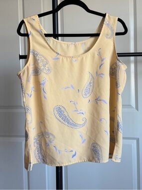 Light Yellow Paisley Sleeveless Tank Top